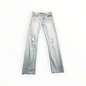 RSQ Slim Straight Jeans Mens 29x32 Light Wash New York Distressed Denim Pants